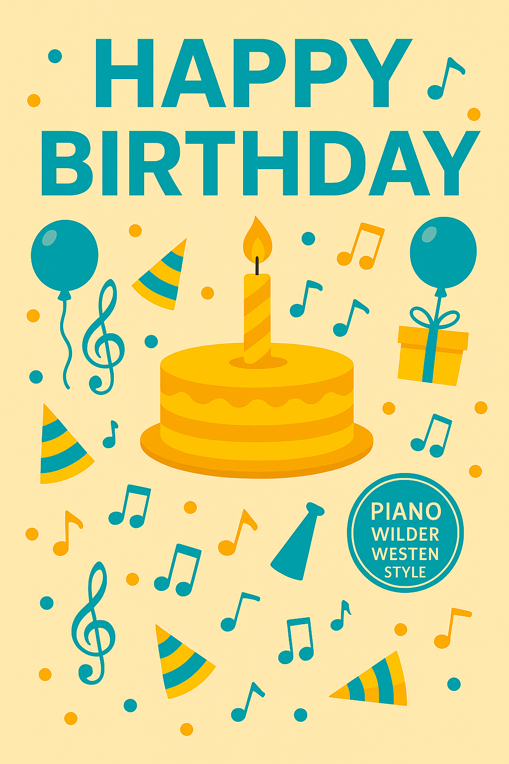Happy Birthday – Piano Western Style (Musik-Grußkarte)