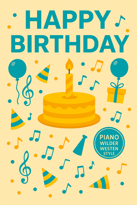 Happy Birthday – Piano Western Style (Musik-Grußkarte)
