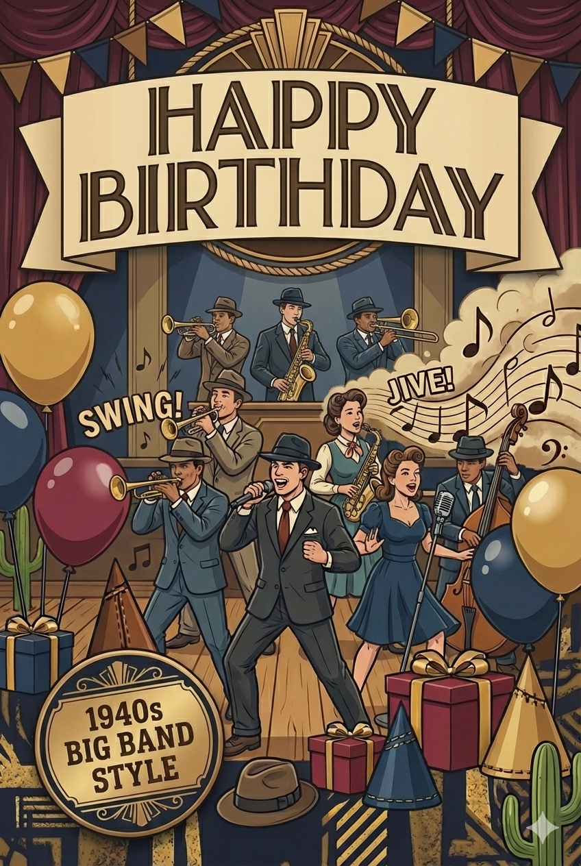 Happy Birthday – 1940s Big Band Style (Musik-Grußkarte)