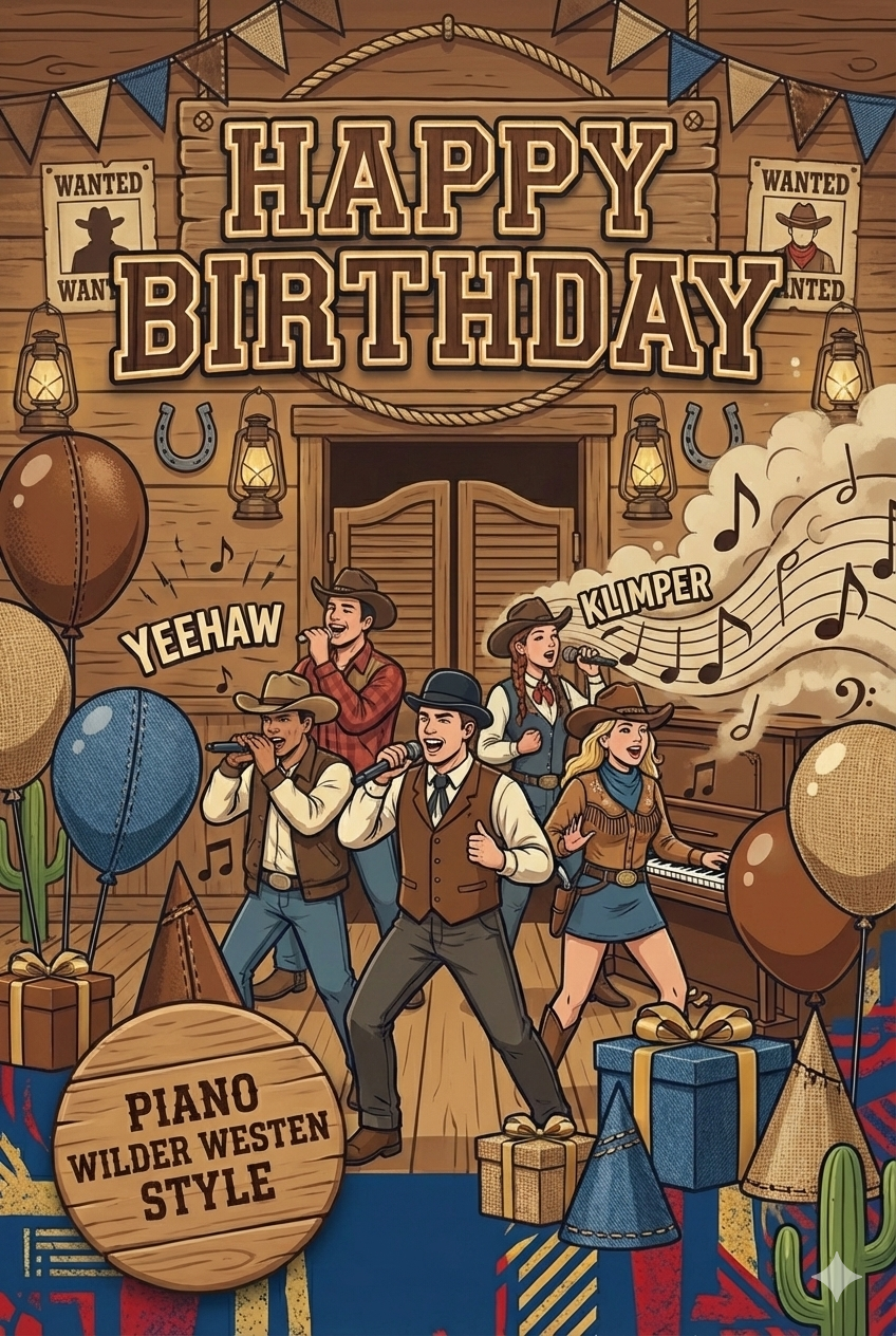 Happy Birthday – Piano Western Style (Musik-Grußkarte)