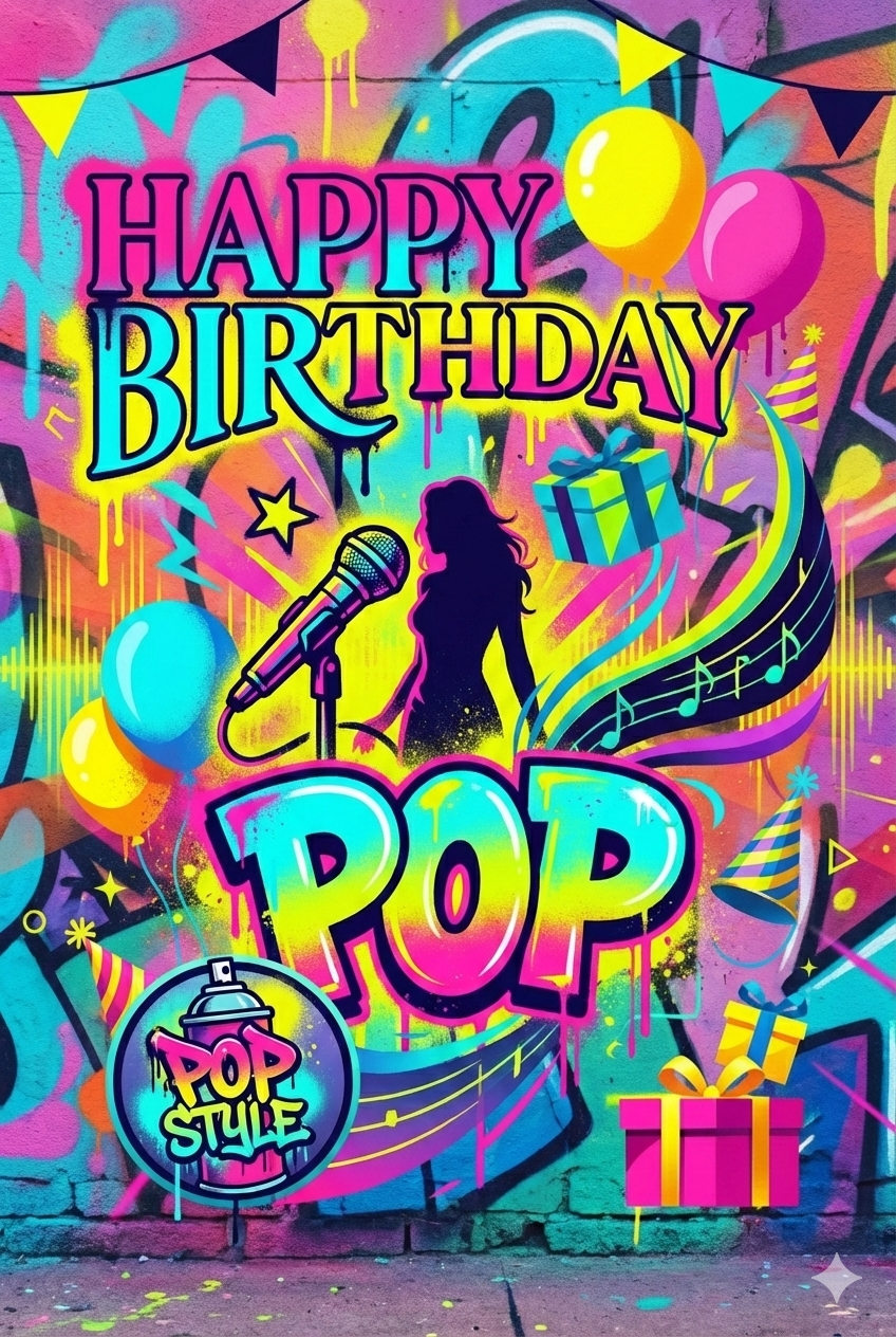 Happy Birthday – Pop Style (Musik-Grußkarte)