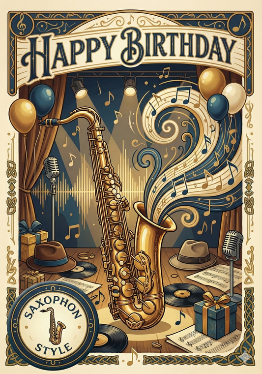 Happy Birthday – Saxophone Style (Musik-Grußkarte)