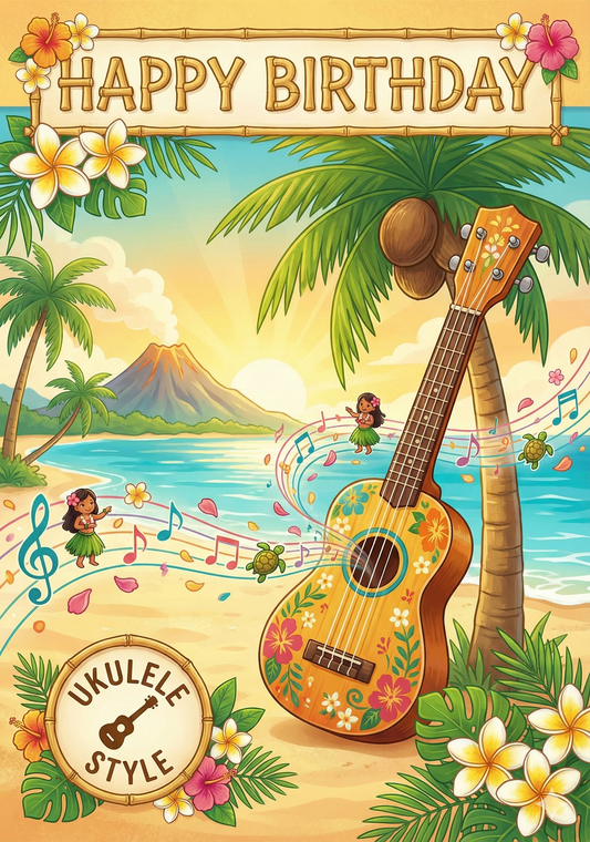 Happy Birthday – Ukulele Style (Musik-Grußkarte)